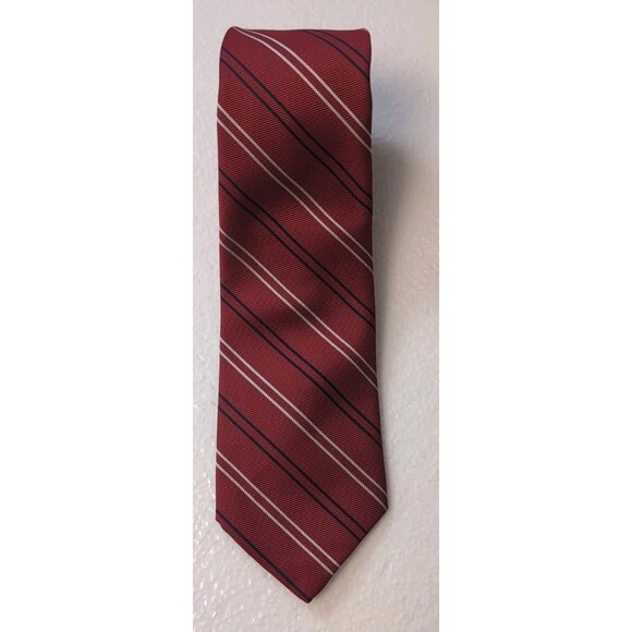 The Sovereign Necktie Red Stripe Pattern Men's Tie Tailored By Barry Workwear - Picture 7 of 7